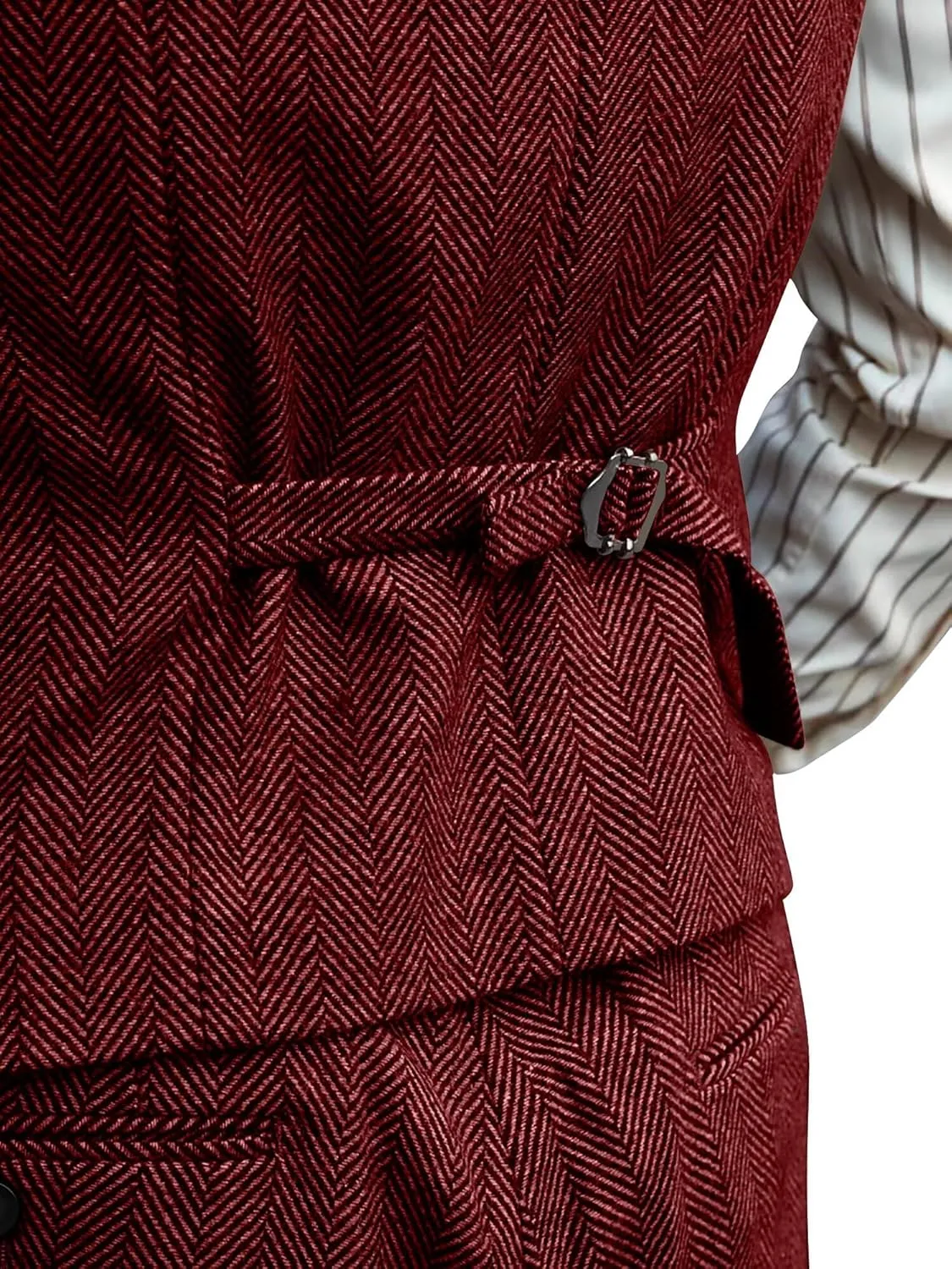 Mens Suit 3 Piece Tweed Herringbone Tuxedo Suit Wedding Suits for Mens Blazer Jacket Double Breasted Vest Pants Set