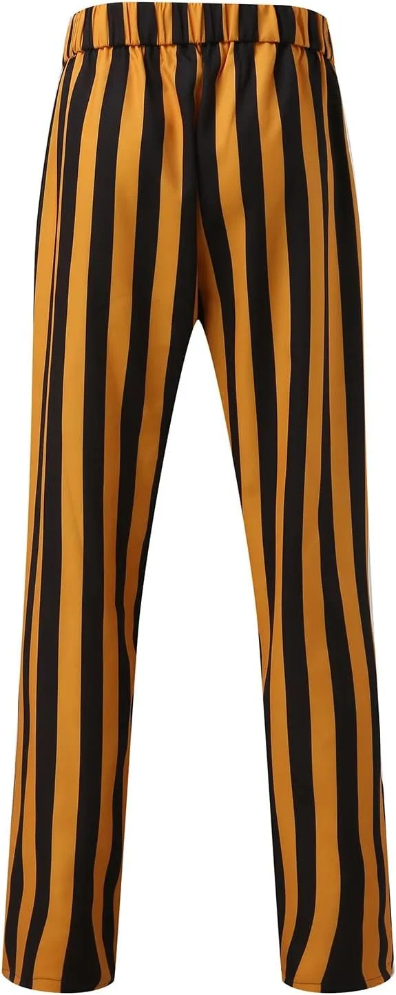 Men's Suit Pants,Stripe Slim Fit Formal Work Suit Pants Casual Zipper Button Straight Leg Dress Trousers