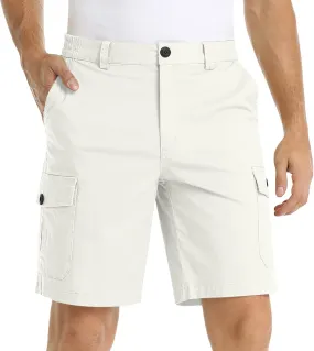 Men's Twill Chino Golf Shorts with Pockets Casual Solid Straight Fit Shorts Sport Stretch Classic Cargo Shorts