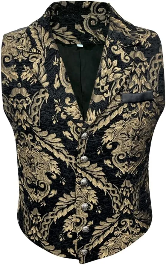 Mens Victorian Gothic Suit Vest Steampunk Waistcoat