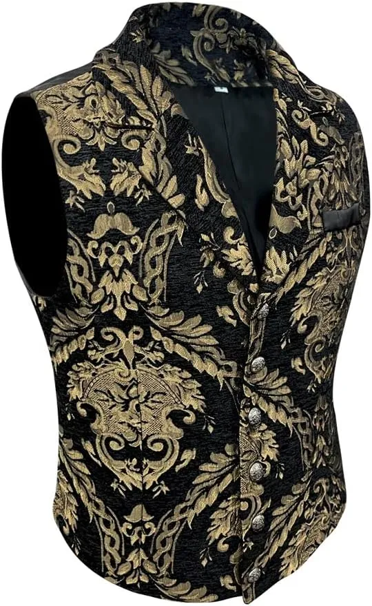 Mens Victorian Gothic Suit Vest Steampunk Waistcoat