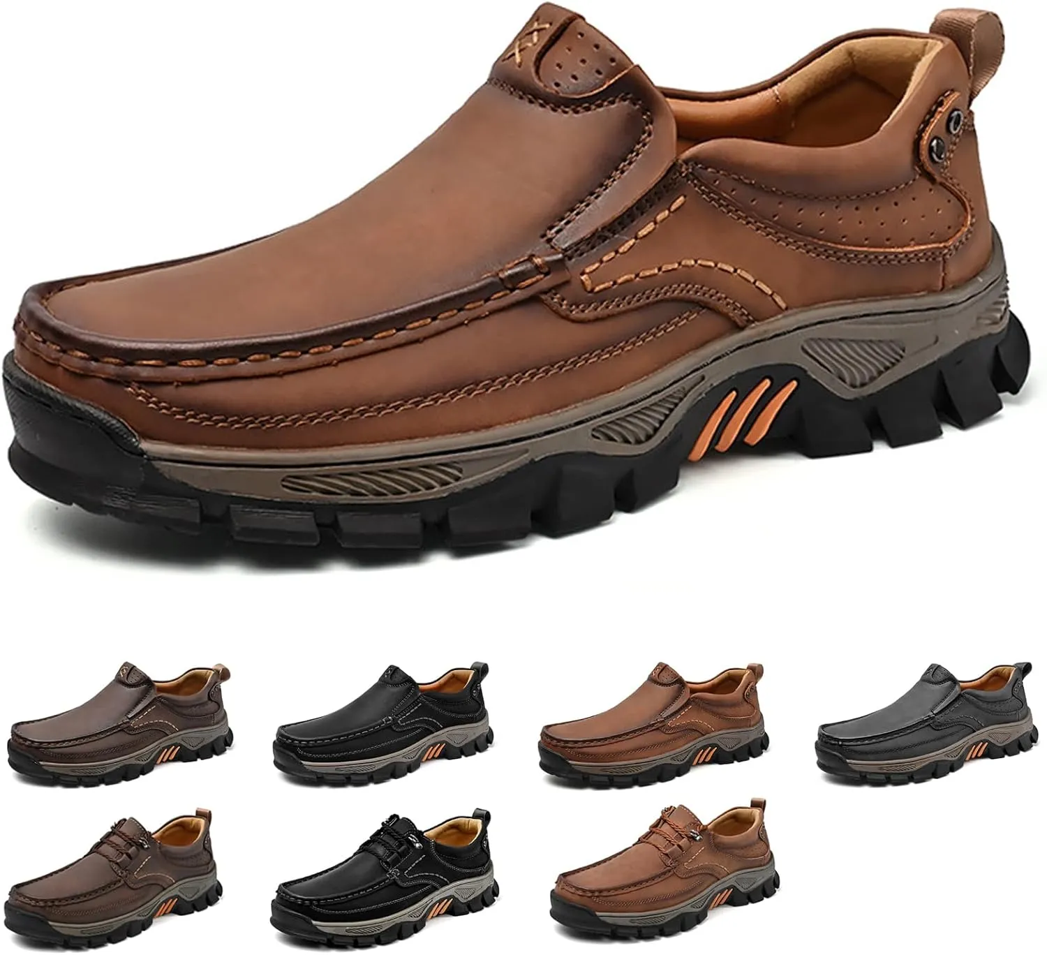 Men's Waterproof Hiking Shoes, Lightweight Breathable Casual Sneaker, Slip on Boots for Men Work Loafers, Orthopedic Slippers, for Travel, Camping, Running