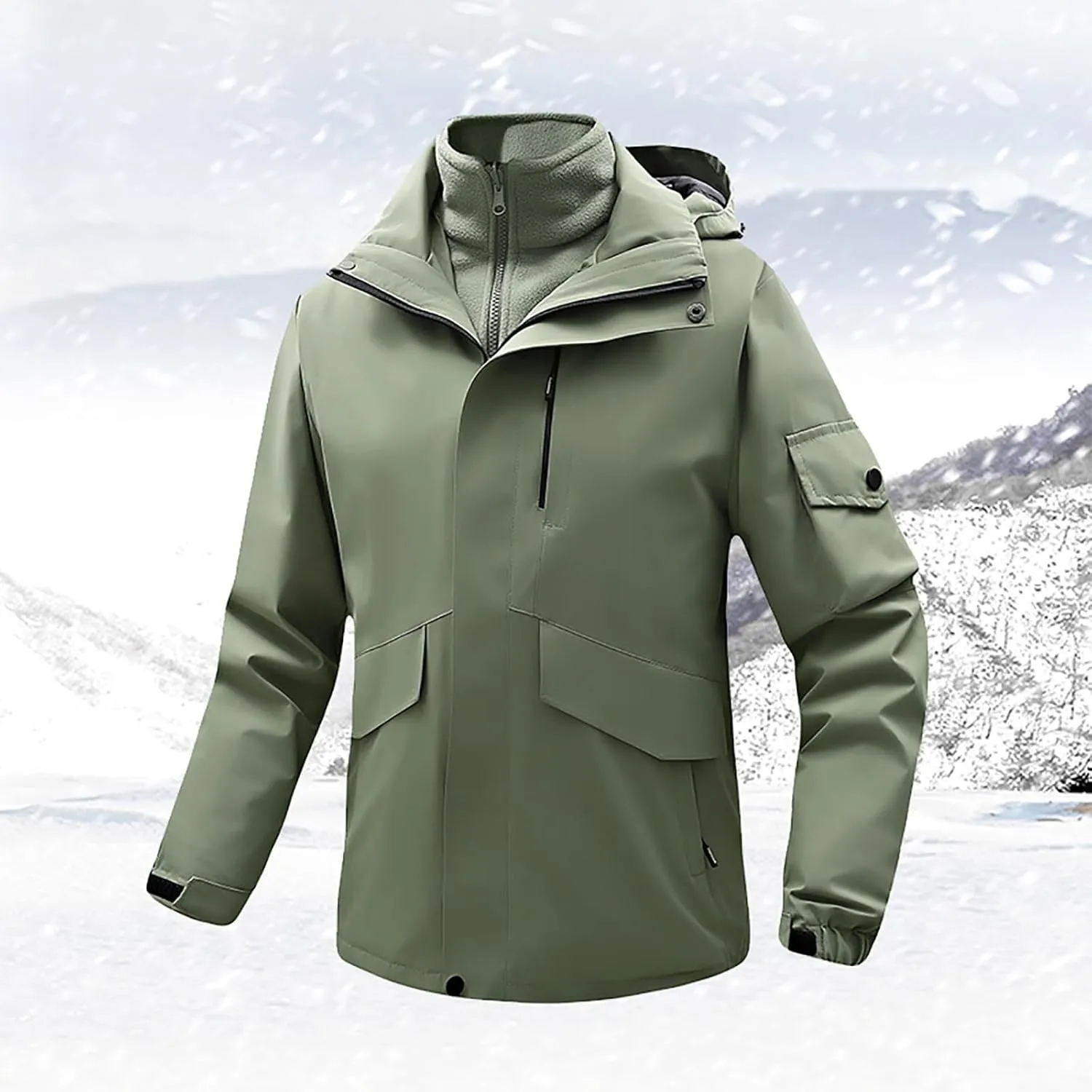 Mens Windbreaker Jackets Lightweight Rain Jacket Men Waterproof Winter Outdoor Coat for Men with Detachable Lining S-5XL
