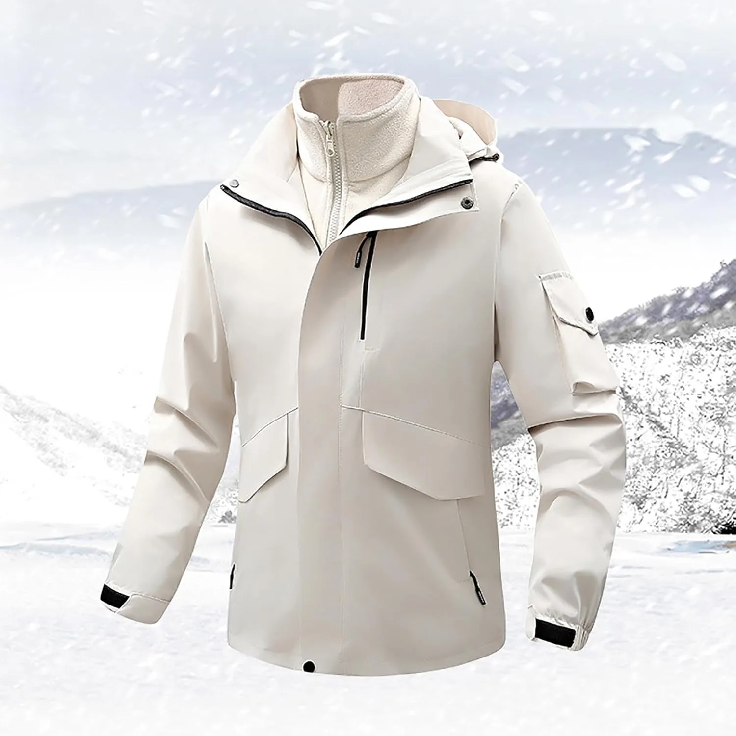 Mens Windbreaker Jackets Lightweight Rain Jacket Men Waterproof Winter Outdoor Coat for Men with Detachable Lining S-5XL