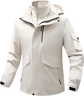 Mens Windbreaker Jackets Lightweight Rain Jacket Men Waterproof Winter Outdoor Coat for Men with Detachable Lining S-5XL