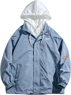 Mens Windbreaker Jackets Lightweight with Hooded Jackets Casual Stylish Cycling Travel Outdoor Fishing with Pockets