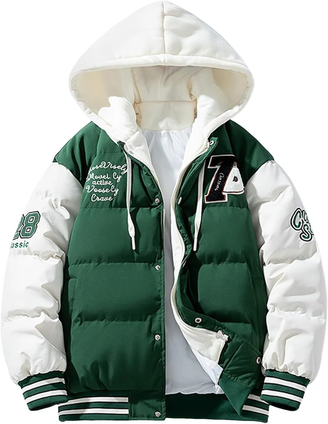 Mens Winter Jacket, Puffy Zip Up Long Sleeve Windbreaker Coat Workout Denim Jackets Warm Puffy Vest Men