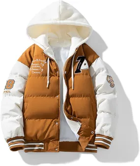 Mens Winter Jacket, Puffy Zip Up Long Sleeve Windbreaker Coat Workout Denim Jackets Warm Puffy Vest Men