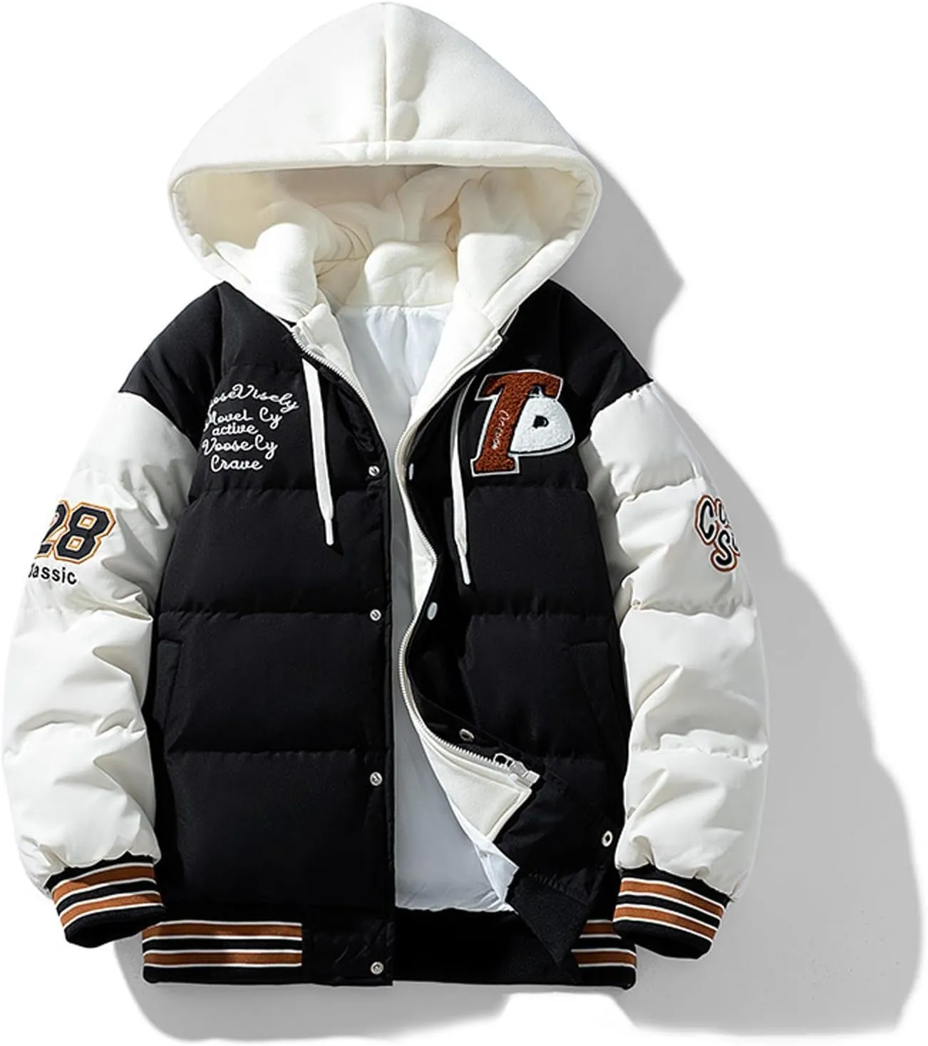 Mens Winter Jacket, Puffy Zip Up Long Sleeve Windbreaker Coat Workout Denim Jackets Warm Puffy Vest Men