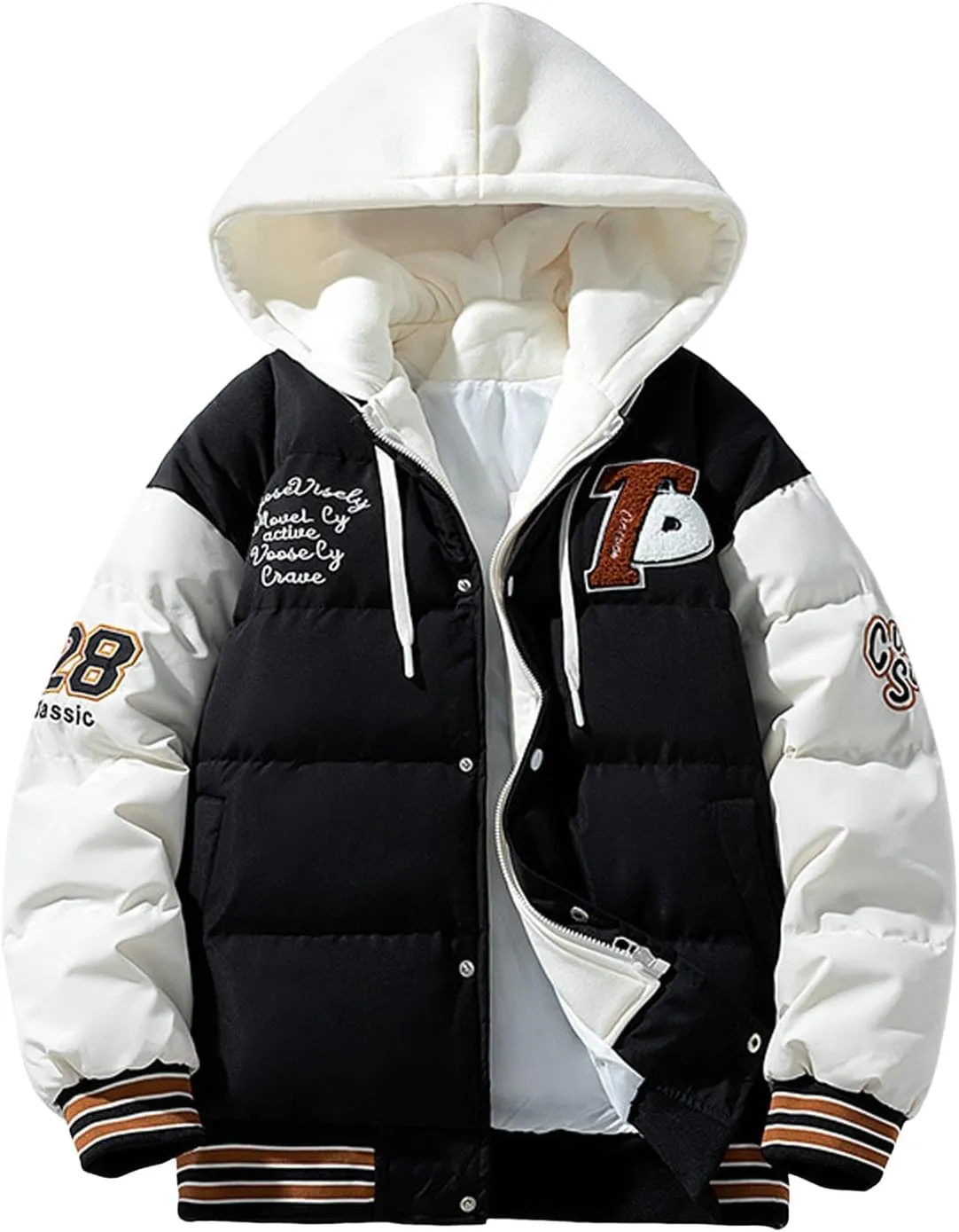 Mens Winter Jacket, Puffy Zip Up Long Sleeve Windbreaker Coat Workout Denim Jackets Warm Puffy Vest Men