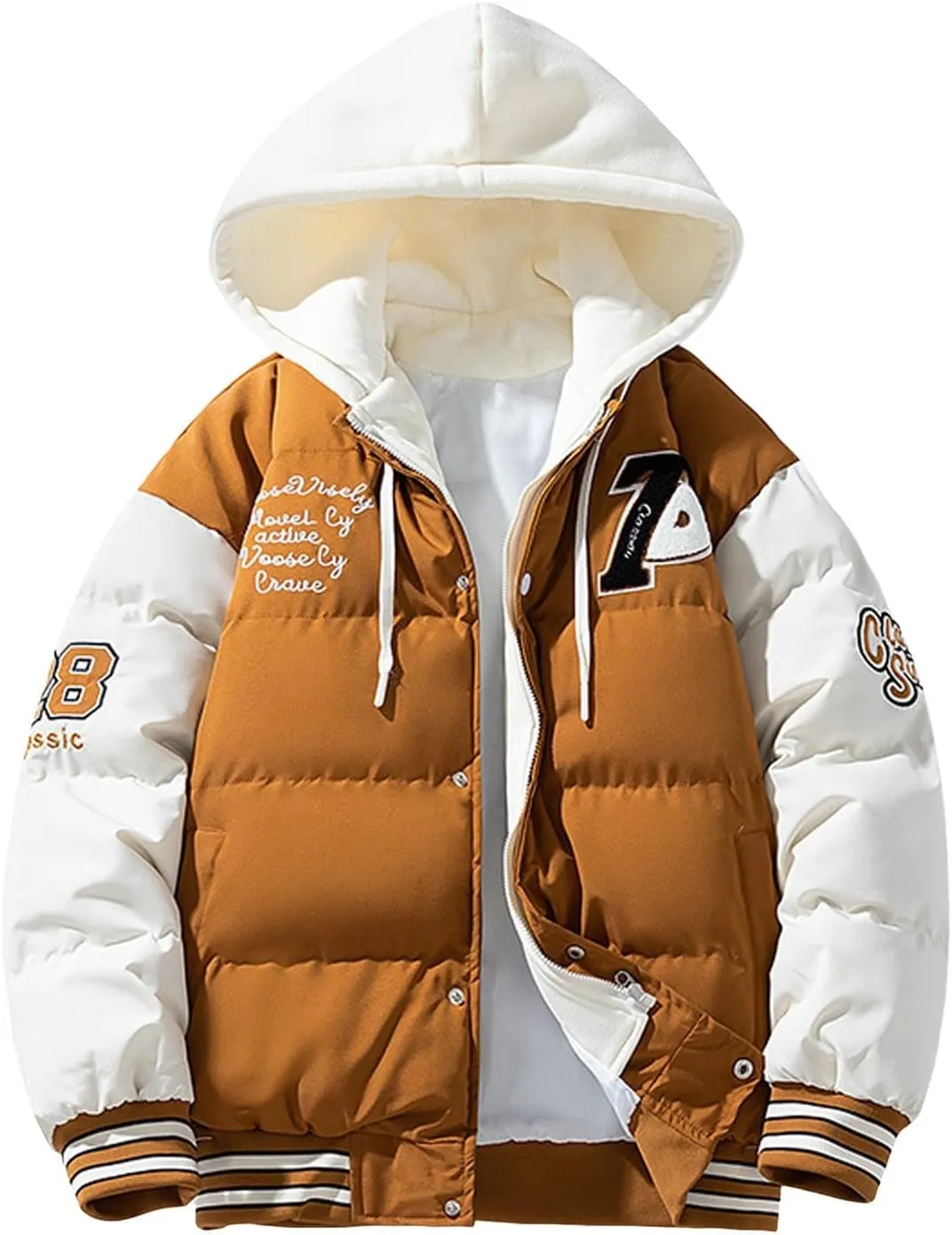 Mens Winter Jacket, Puffy Zip Up Long Sleeve Windbreaker Coat Workout Denim Jackets Warm Puffy Vest Men