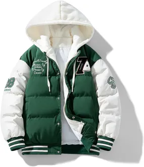 Mens Winter Jacket, Puffy Zip Up Long Sleeve Windbreaker Coat Workout Denim Jackets Warm Puffy Vest Men