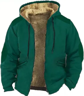 Mens Winter Sherpa Jacket Heavyweight Winter Warm Hooded Coats Fleece Lined Full Zip Hoodies Print Big & Tall Coat