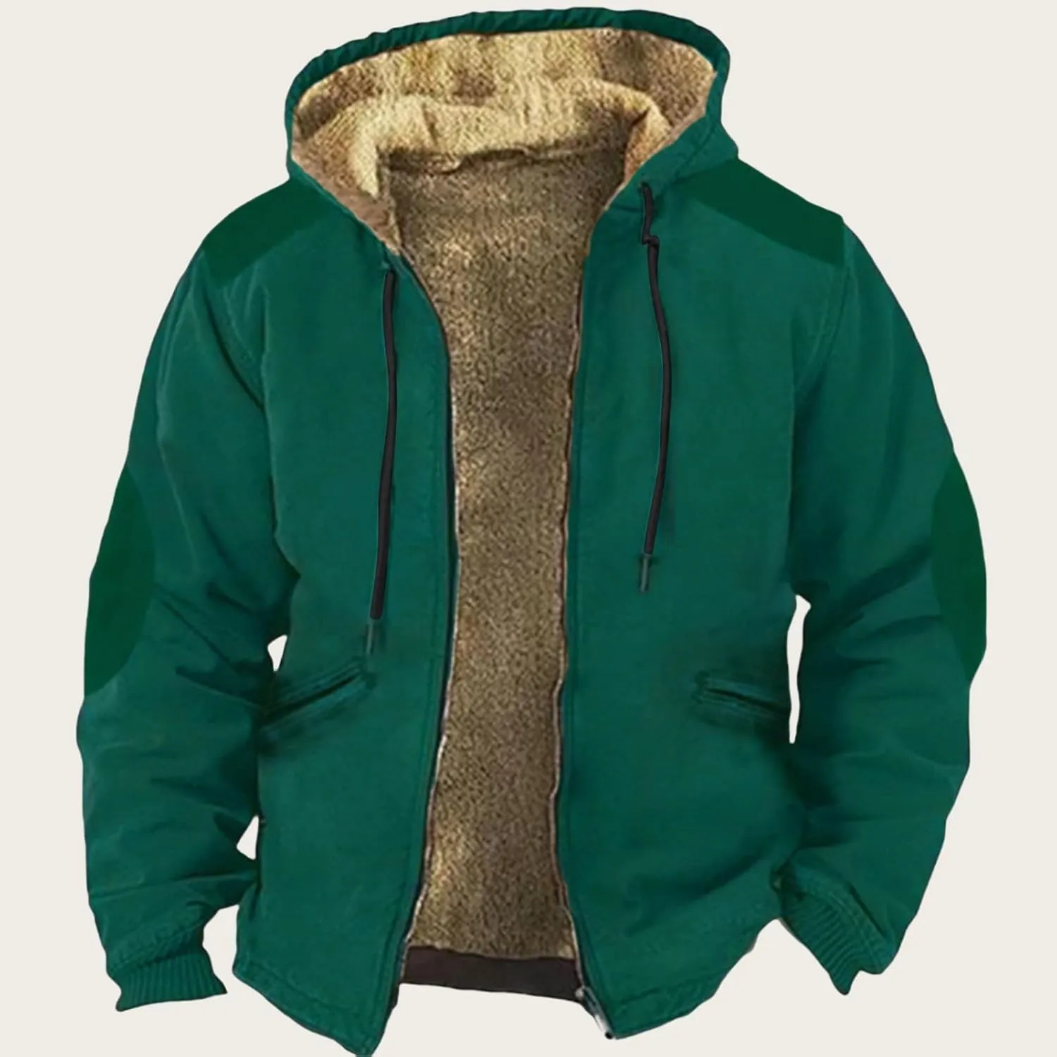 Mens Winter Sherpa Jacket Heavyweight Winter Warm Hooded Coats Fleece Lined Full Zip Hoodies Print Big & Tall Coat