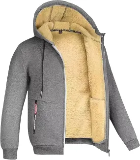 Men's Winter Warm Fleece Jackets Thick Sherpa Lined Zip up Hoodies Heavyweight Sweatshirt Coat with Pockets