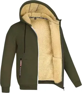 Men's Winter Warm Fleece Jackets Thick Sherpa Lined Zip up Hoodies Heavyweight Sweatshirt Coat with Pockets