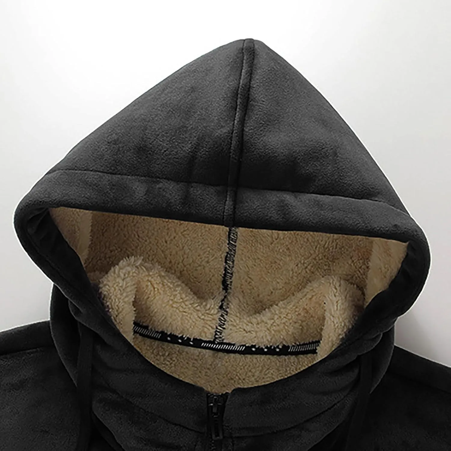 Men's Zip up Hoodie Warm Sherpa Fleece Lined Winter Jackets Casual Long Sleeve Hooded Drawstring Coats with Pockets