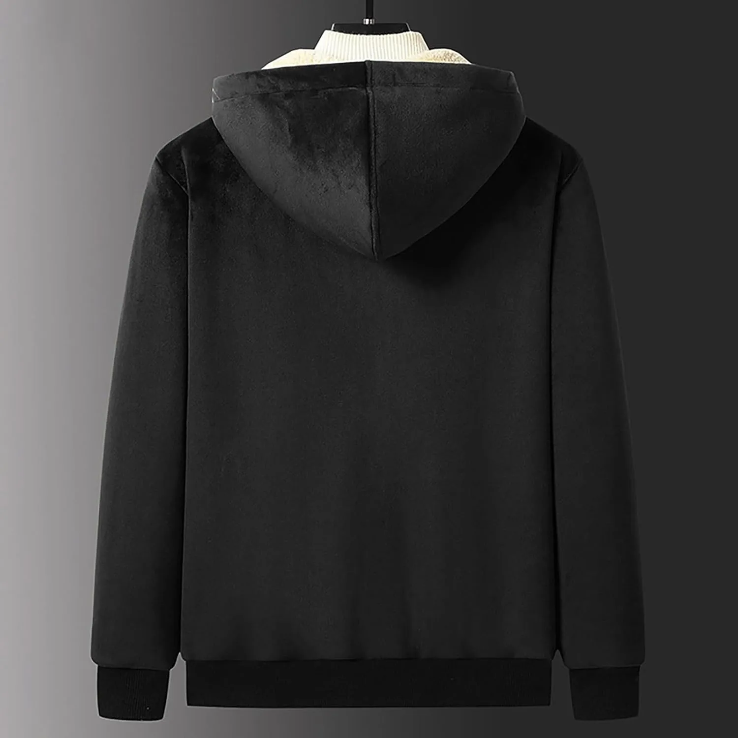 Men's Zip up Hoodie Warm Sherpa Fleece Lined Winter Jackets Casual Long Sleeve Hooded Drawstring Coats with Pockets
