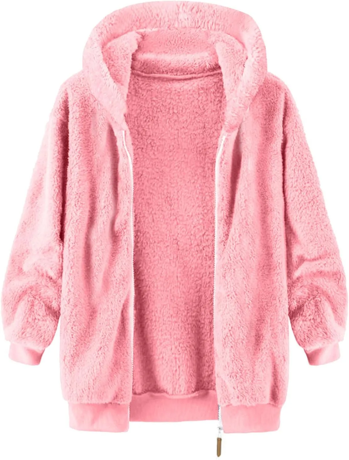 Muscularfit Men's Fuzzy Sherpa Jackets Full Zip fleece Coat Heavyweight Winter Warm Jackets Trendy Solid Relaxed Hoodies Coat