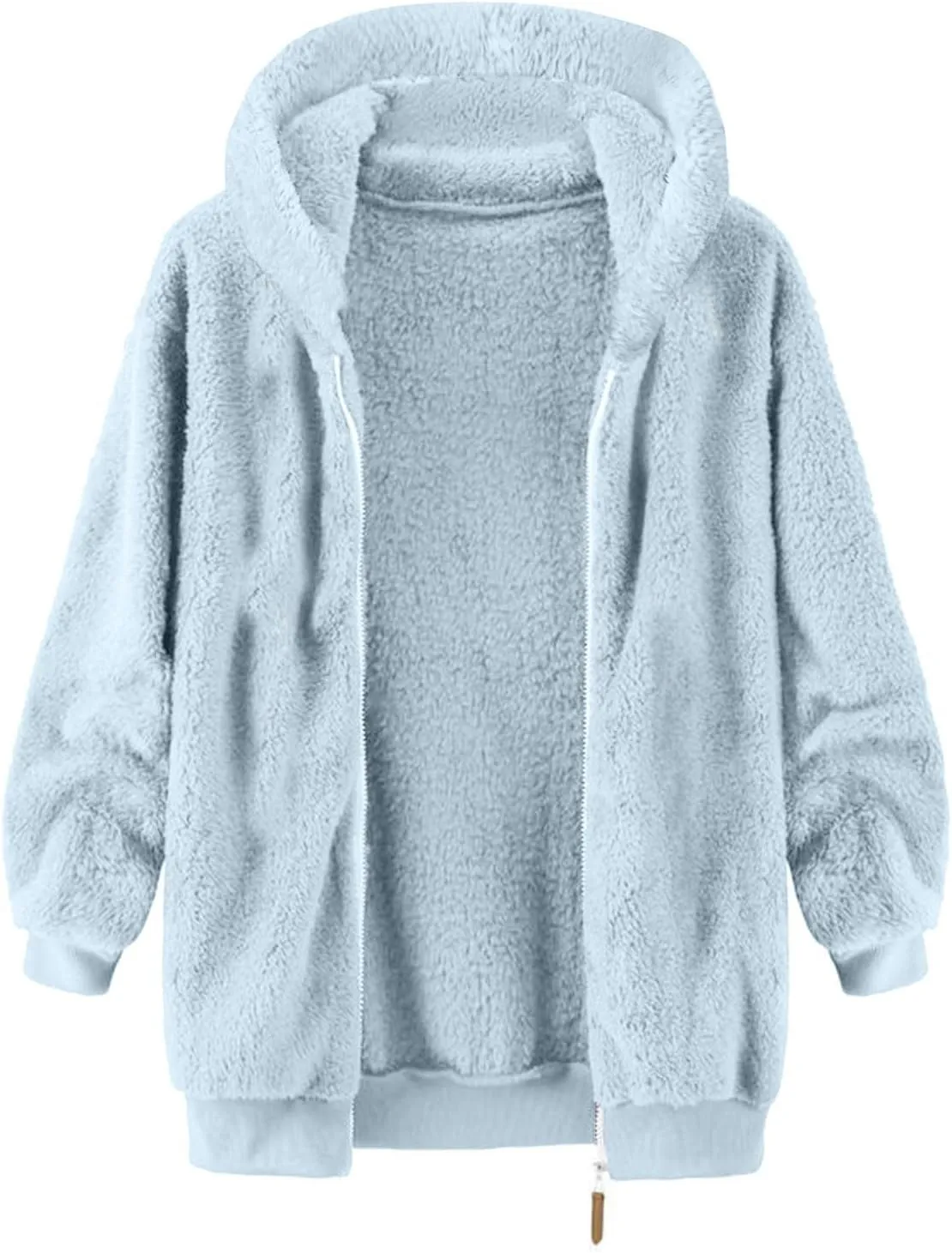 Muscularfit Men's Fuzzy Sherpa Jackets Full Zip fleece Coat Heavyweight Winter Warm Jackets Trendy Solid Relaxed Hoodies Coat