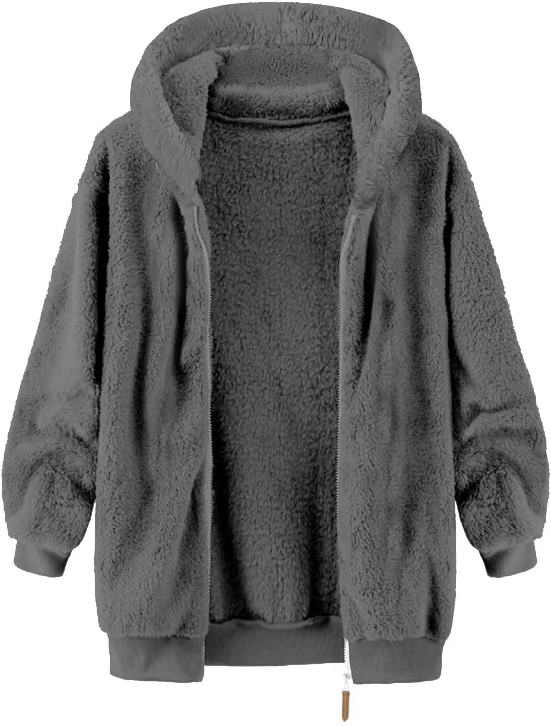 Muscularfit Men's Fuzzy Sherpa Jackets Full Zip fleece Coat Heavyweight Winter Warm Jackets Trendy Solid Relaxed Hoodies Coat