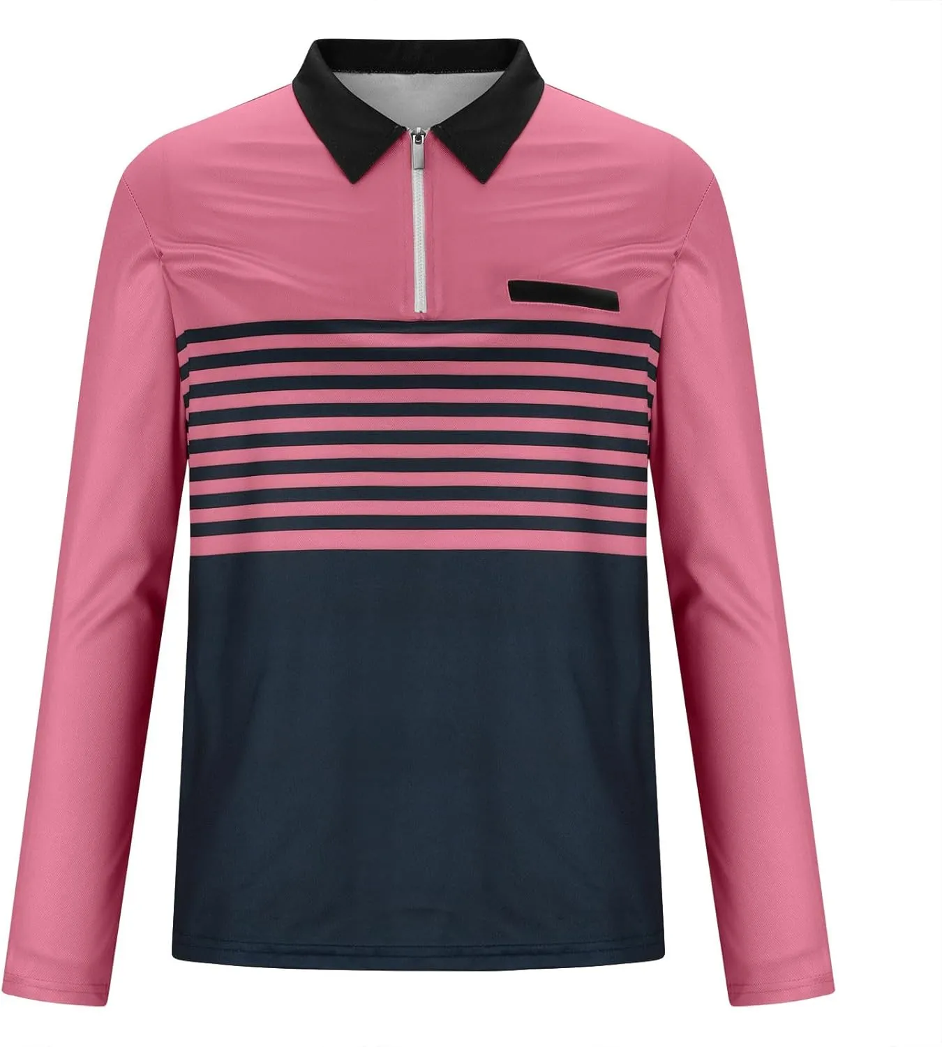 Muscularfit Men's Polo Shirts Long Sleeve Zipper Golf Shirt Lightweight Solid Collared Tshirt Causal Pullover Tops Henley Tee