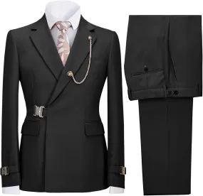Netsky 2 Piece Slim Fit Suit Notch Lapel Formal Business Wedding Prom Groomsmen Tuxedo Suits for Men