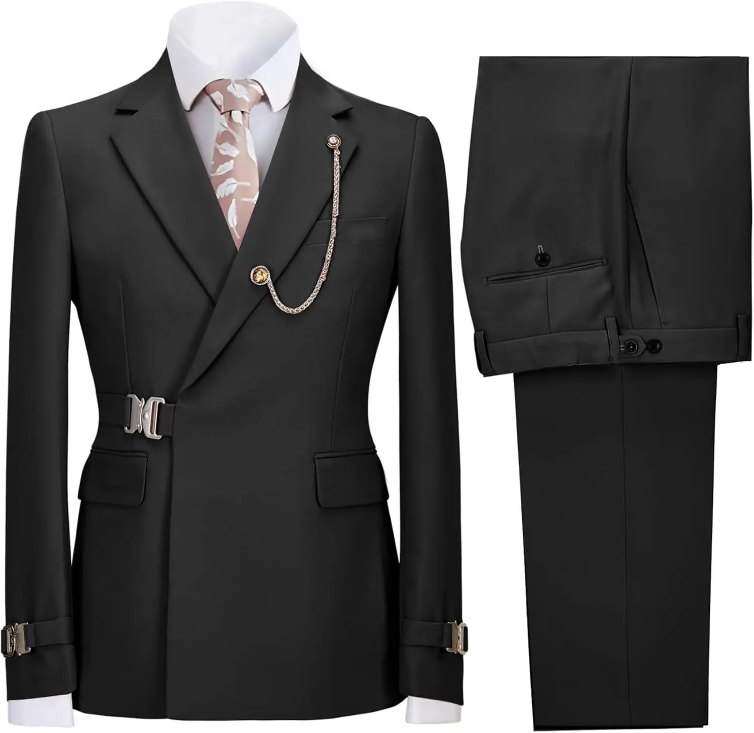 Netsky 2 Piece Slim Fit Suit Notch Lapel Formal Business Wedding Prom Groomsmen Tuxedo Suits for Men