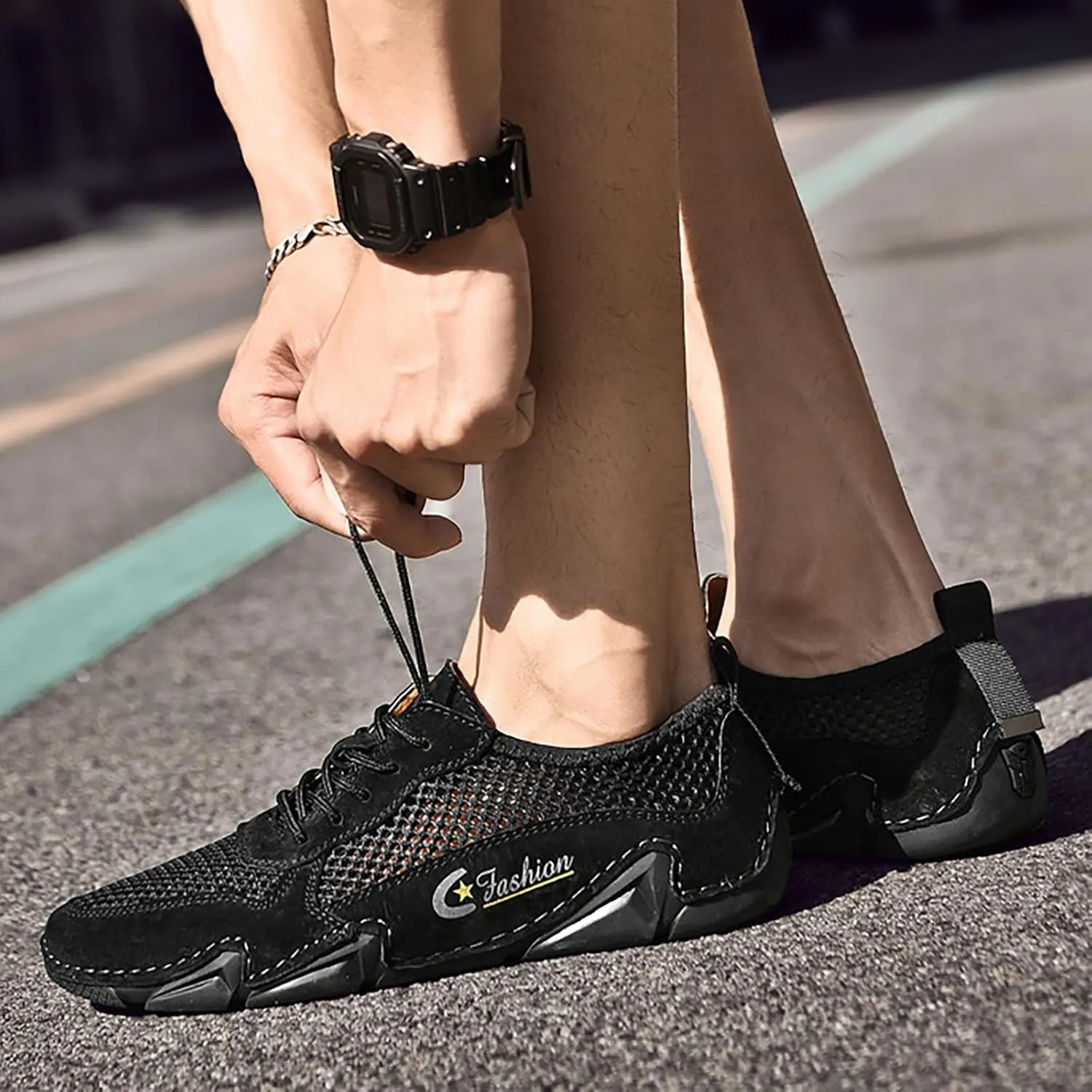 New Men's Outdoor Sports Shoes for Casual Anti Slip Hiking Breathable Mesh Men's Shoes for Summer Outdoor