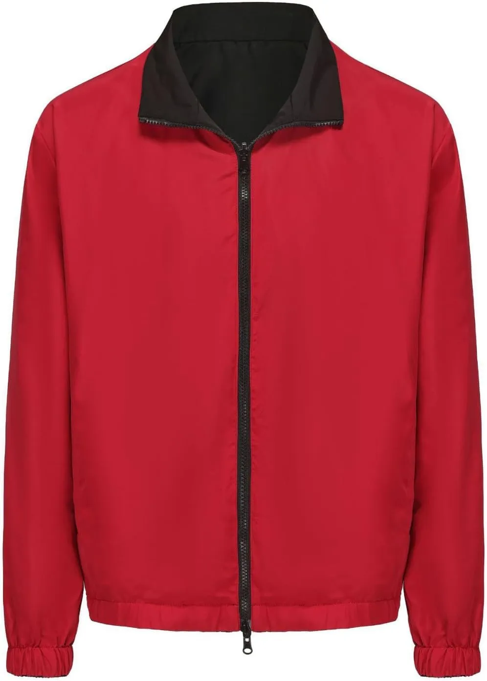 Reversible Jackets for Men Lightweight Pure Color Jackets Long Sleeve Stretch Hem Zip Up Soft Windbreaker Jackets