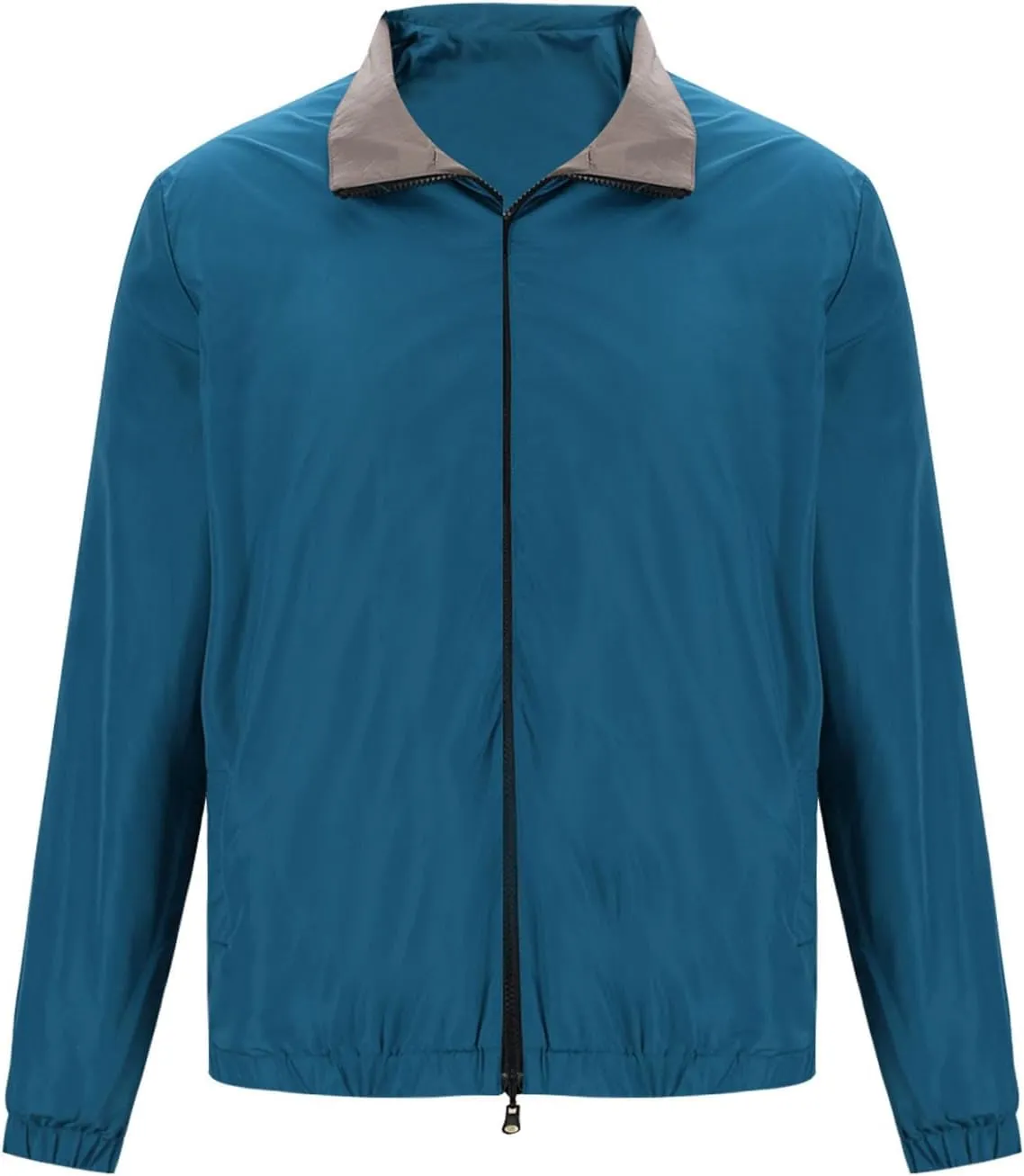 Reversible Jackets for Men Lightweight Pure Color Jackets Long Sleeve Stretch Hem Zip Up Soft Windbreaker Jackets