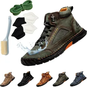 Sawbehind Leather Boots Mens, Comfortable Waterproof Sawbehind Mens Boots, Handmade Saw Behind Shoes for Man & Boy