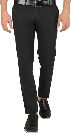 Sinzelimin Men's Suit Pants Fashion Solid Button Zipper Closure Slim Fit Comfy Business Casual Trouser Full Length Sweatpant