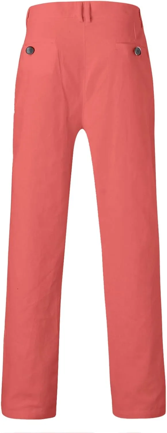 Slim Fit Dress Pants for Men Flat Front Skinny Fashion Casual Business Chino Golf Suit Pants Trousers with Pockets