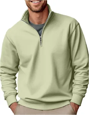 Sweatshirts for Men 2024 Fall Casual Stand Collar Button Up Pullover Sweatshirts Casual Loose Athletic Shirt Top