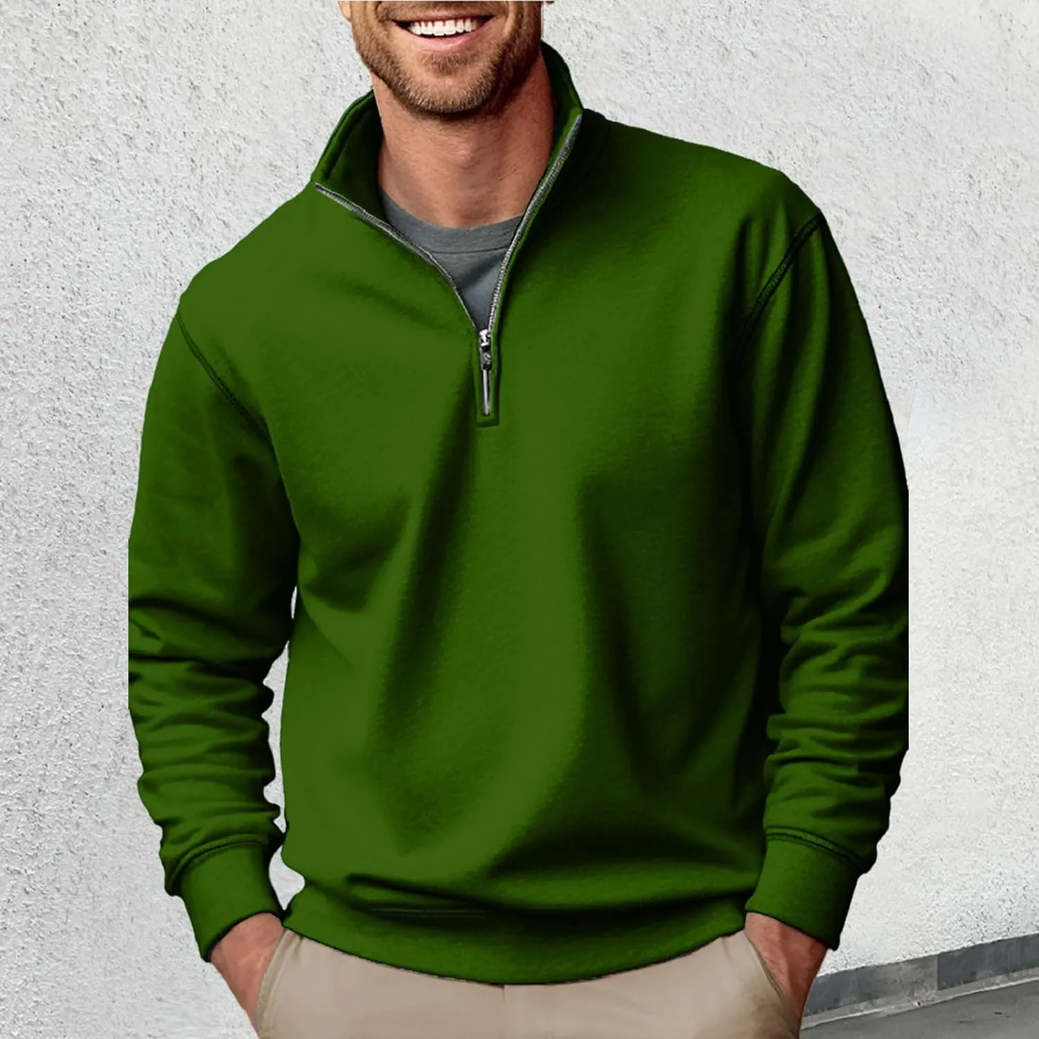 Sweatshirts for Men 2024 Fall Casual Stand Collar Button Up Pullover Sweatshirts Casual Loose Athletic Shirt Top