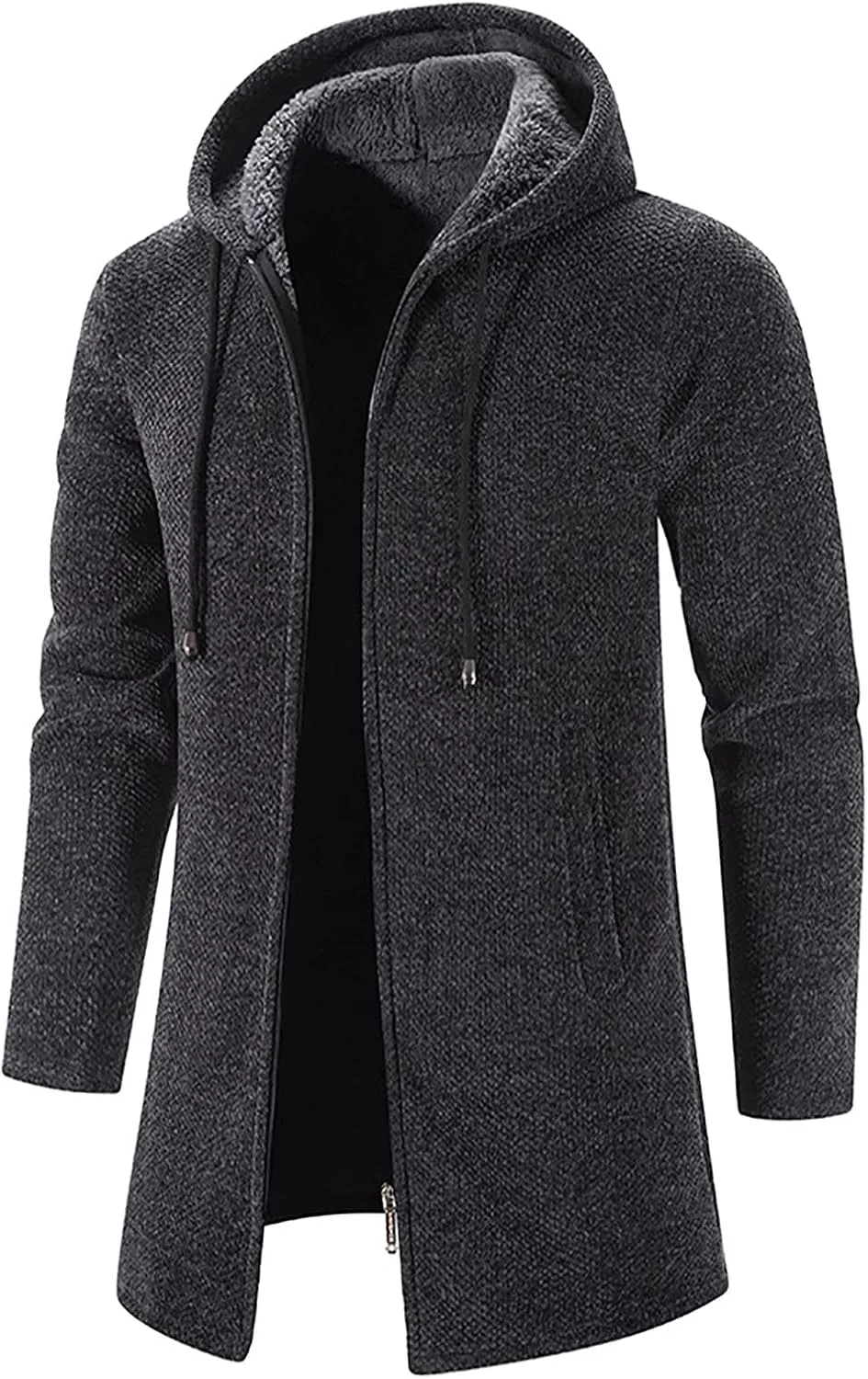 tuduoms Men's Oversized Y2k Zip Up Sweatshirt Hoodie Jacket Fleece Lined Winter Long Outwear Coat Aesthetic Streetwear Tops