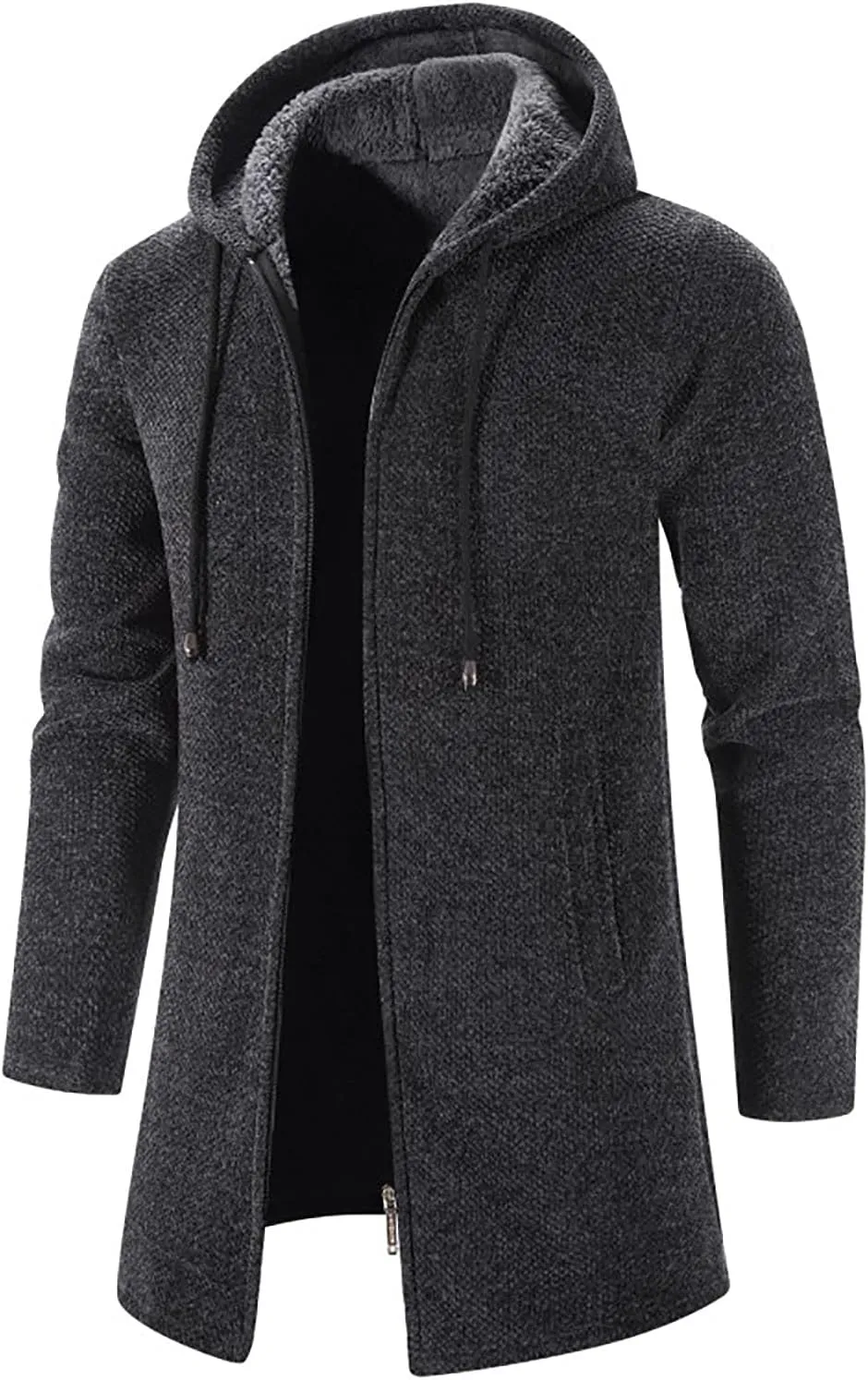 tuduoms Men's Oversized Y2k Zip Up Sweatshirt Hoodie Jacket Fleece Lined Winter Long Outwear Coat Aesthetic Streetwear Tops
