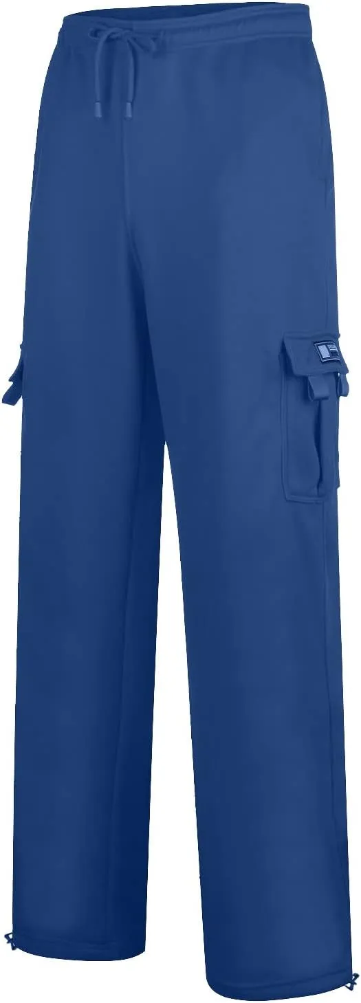 Vickyleb Cargo Pants for Men Black, Men's Fleece Running Sweatpants Athletic Warm Slim Fit Baggy Stretch Pant