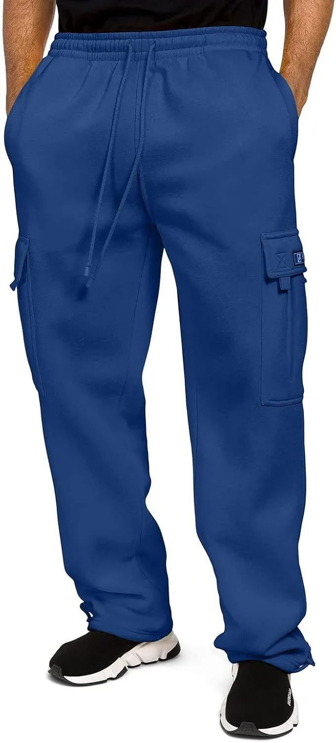 Vickyleb Cargo Pants for Men Black, Men's Fleece Running Sweatpants Athletic Warm Slim Fit Baggy Stretch Pant