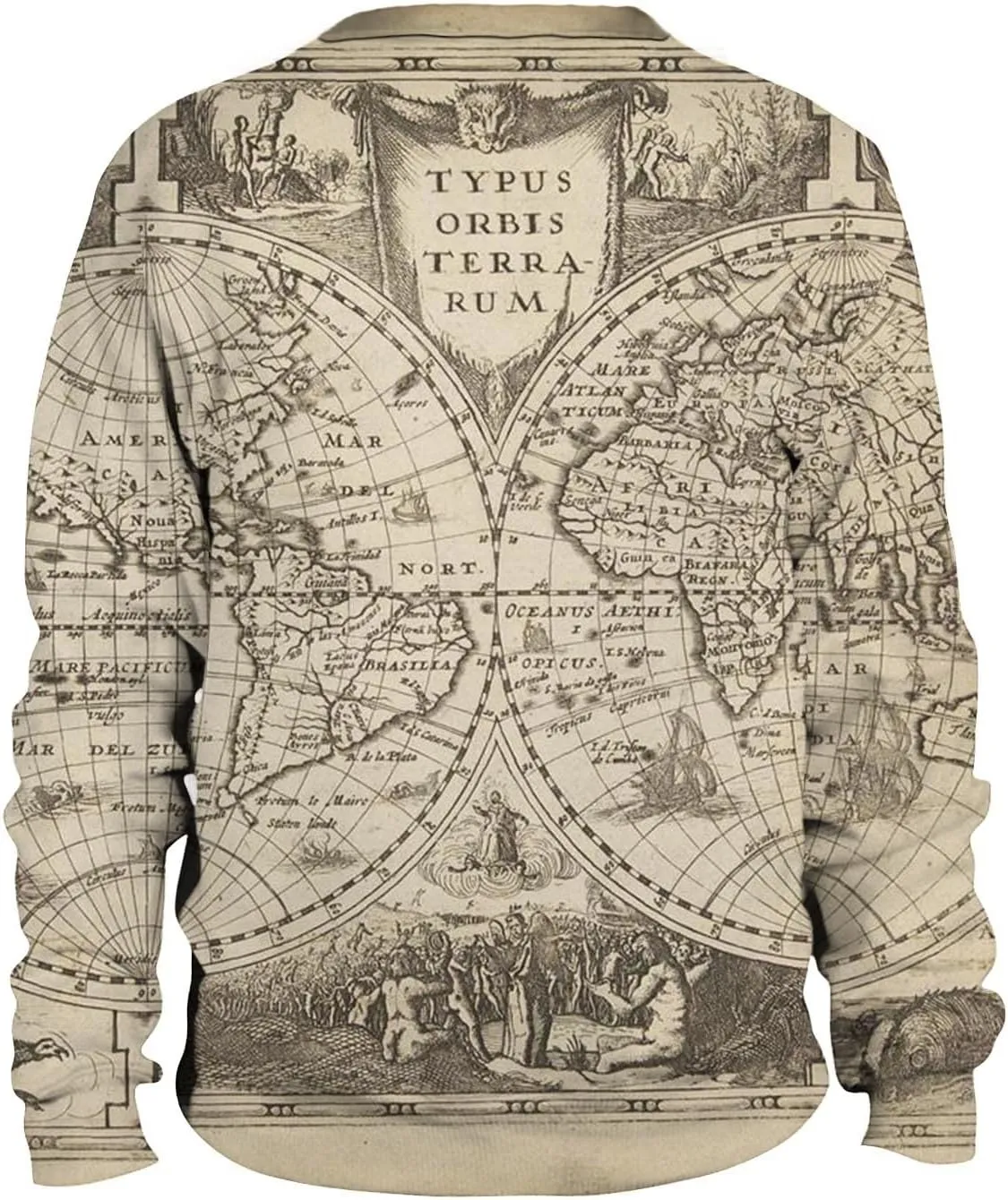 Vintage T Shirts for Men V-Neck Sweater 3D Digital Printing Stand Collar 6 Button Vintage Collar
