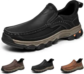 Waterproof Shoes for Men Lightweight Hiking Shoes Breathable Leather Loafers Comfortable Walking Sneakers Outdoor Casual Oxford
