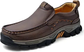 Waterproof Shoes for Men, Outdoor Casual Oxford, Lightweight Hiking Shoes, Breathable Leather Loafers, Comfortable Walking Sneakers