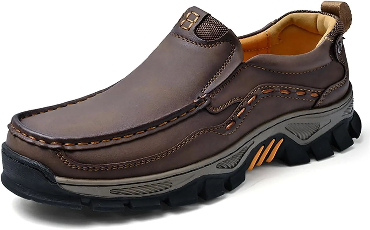Waterproof Shoes for Men, Outdoor Casual Oxford, Lightweight Hiking Shoes, Breathable Leather Loafers, Comfortable Walking Sneakers