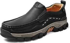 Waterproof Shoes for Men, Outdoor Casual Oxford, Lightweight Hiking Shoes, Breathable Leather Loafers, Comfortable Walking Sneakers