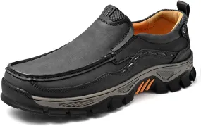 Waterproof Shoes for Men, Outdoor Casual Oxford, Lightweight Hiking Shoes, Breathable Leather Loafers, Comfortable Walking Sneakers