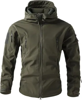 Windproof Jacket for Men Lightweight Warm Winter Jacket Camo Tactical Military Jacket Zip Up Polar Fleece Hoodie Coat