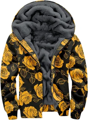 XIAXOGOOL Graphic Zip Up Hoodies For Men Xmas Hoodie Heavyweight Fleece Sweatshirt Thick Sherpa Lined Warm Winter Jacket