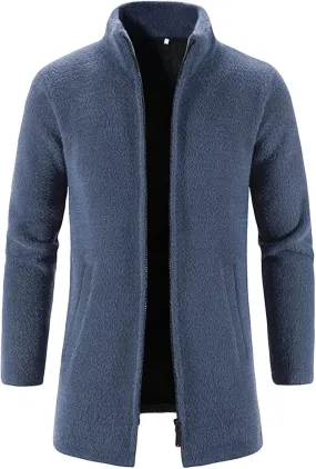 Ymosrh Mens Coats and Jackets Winter Casual Medium Length Stand Collar Zipper Mink Velvet Windbreaker Jacket Coat