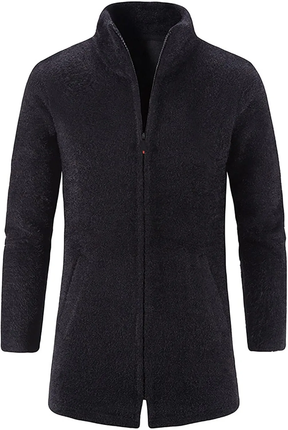 Ymosrh Mens Coats and Jackets Winter Casual Medium Length Stand Collar Zipper Mink Velvet Windbreaker Jacket Coat
